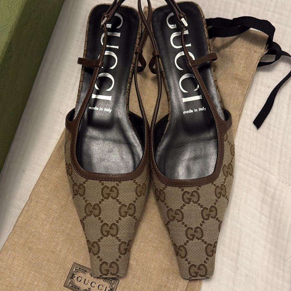 Gucci Original GG Canvas Slingback ballerina shoes - Picture 2 of 5